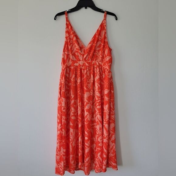 Chelsea28 Floral Wrap Bodice Dress in Orange-Peach NWOT - Picture 7 of 8